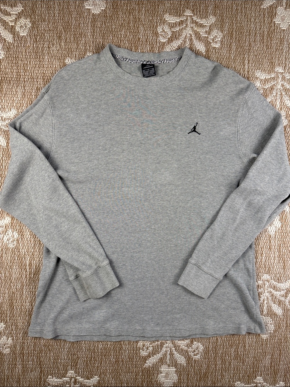 Nike Jordan Men’s Light Gray Long-Sleeve Waffle Crew